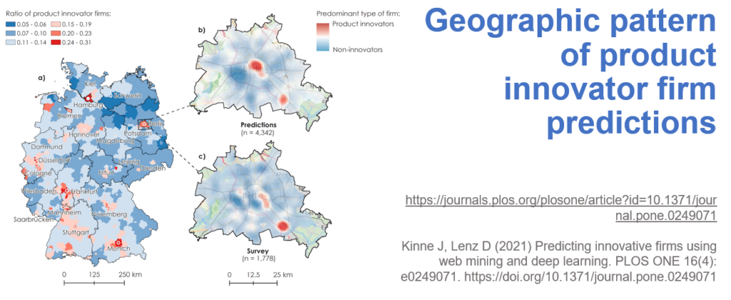 Geographic pattern of product innovator firm prediction - Mannheim Web Panel results